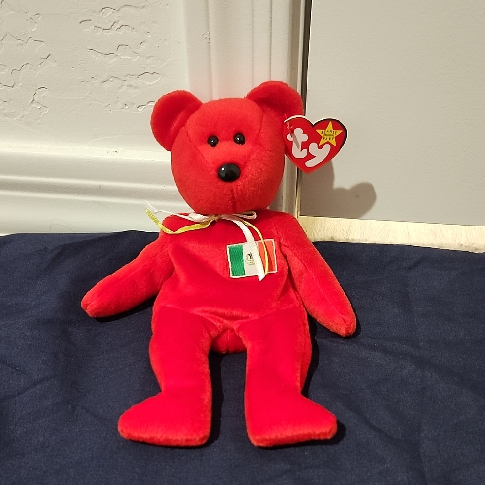 Ty Red Plush Bear with Heart Tag